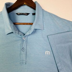 TravisMathew Blue Striped Polo Shirt XXL